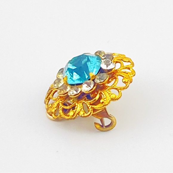 Vintage Brooch with Blue Rhinestone - Picture 3 of 5